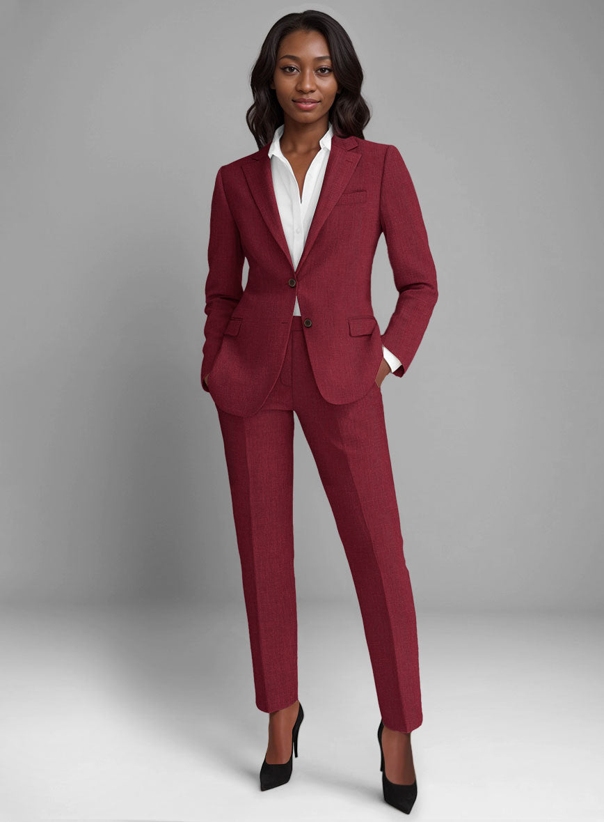 Women's Moscow Maroon Linen Suit - StudioSuits