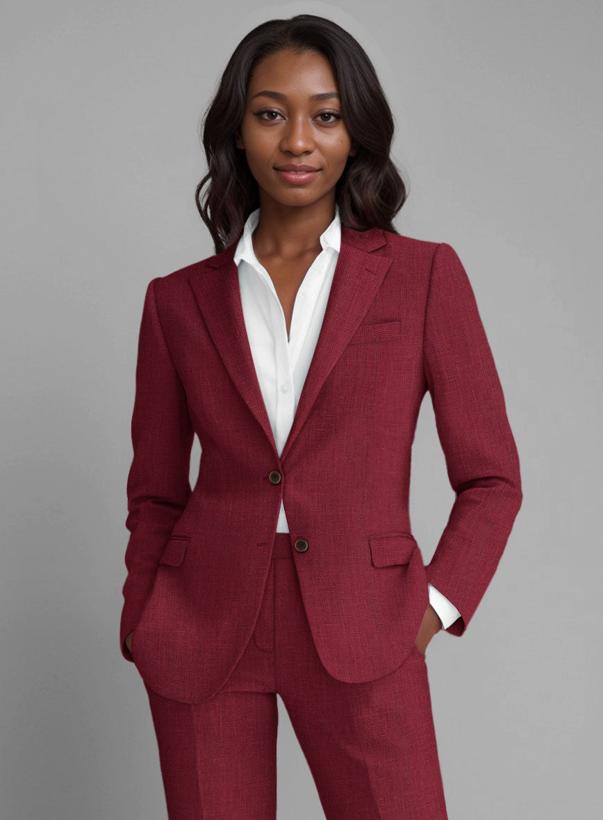Women's Moscow Maroon Linen Jacket - StudioSuits
