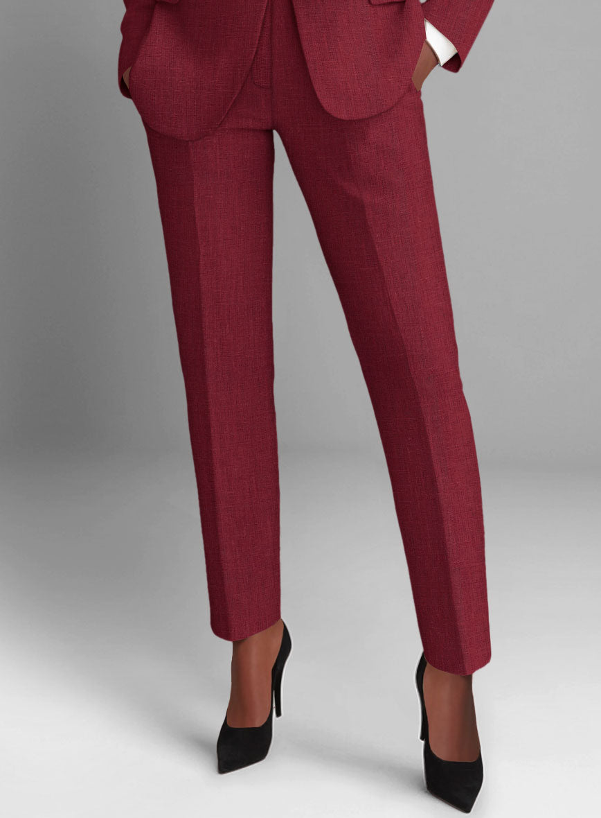Women's Moscow Maroon Linen Pants - StudioSuits