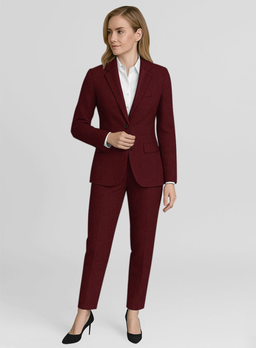 Women's Naples Dark Scarlet Tweed Suit - StudioSuits
