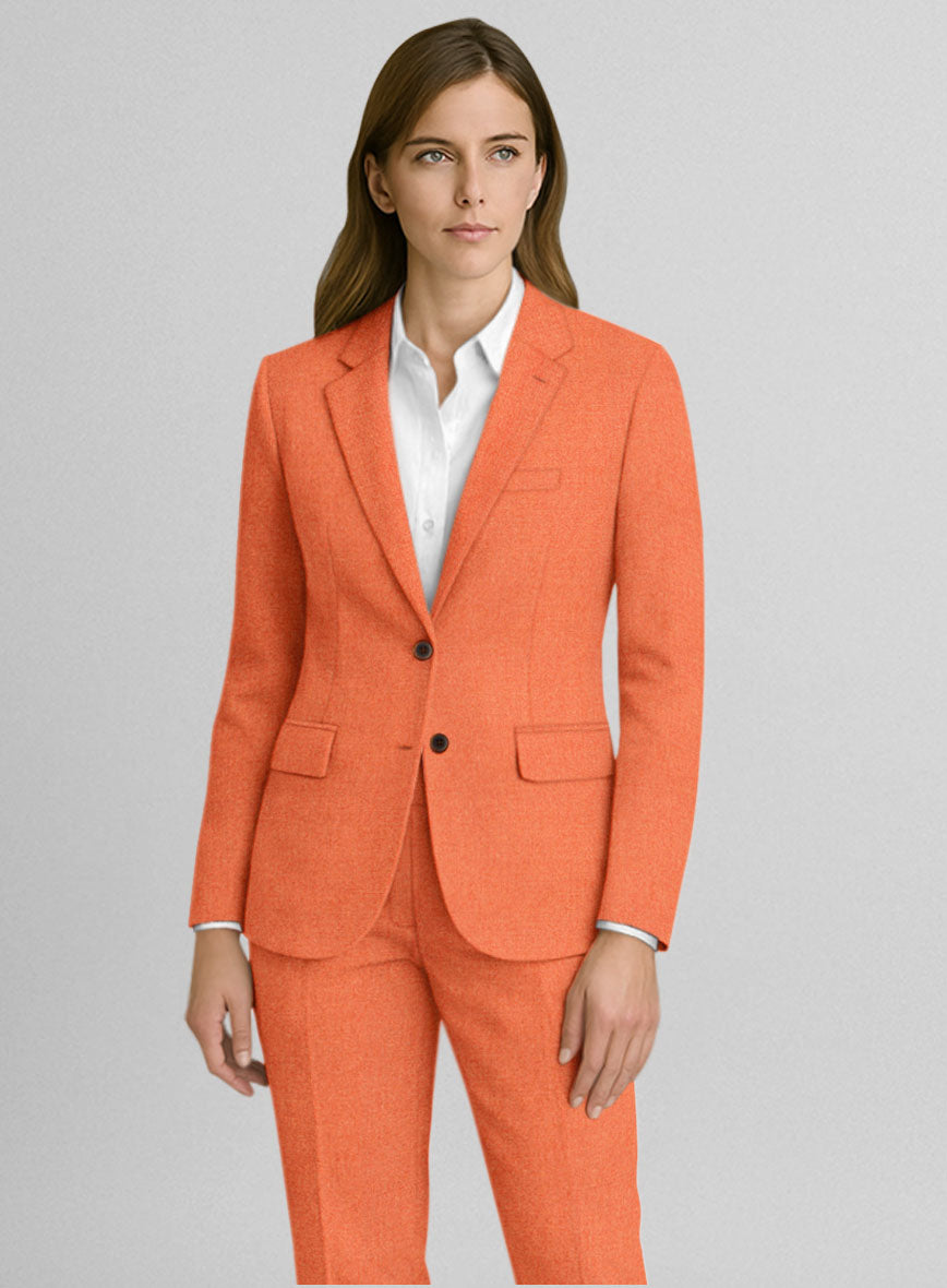 Women's Naples Spring Orange Tweed Jacket - StudioSuits