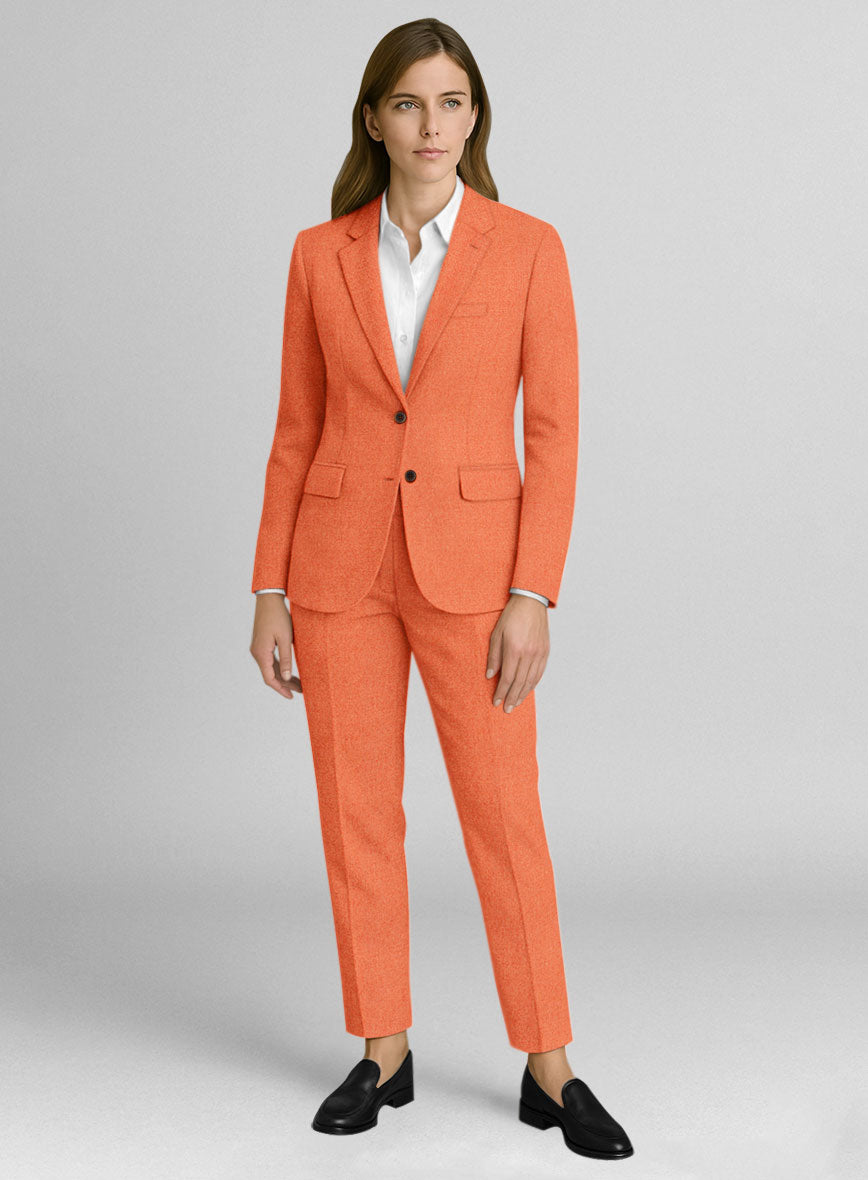 Women's Naples Spring Orange Tweed Suit - StudioSuits
