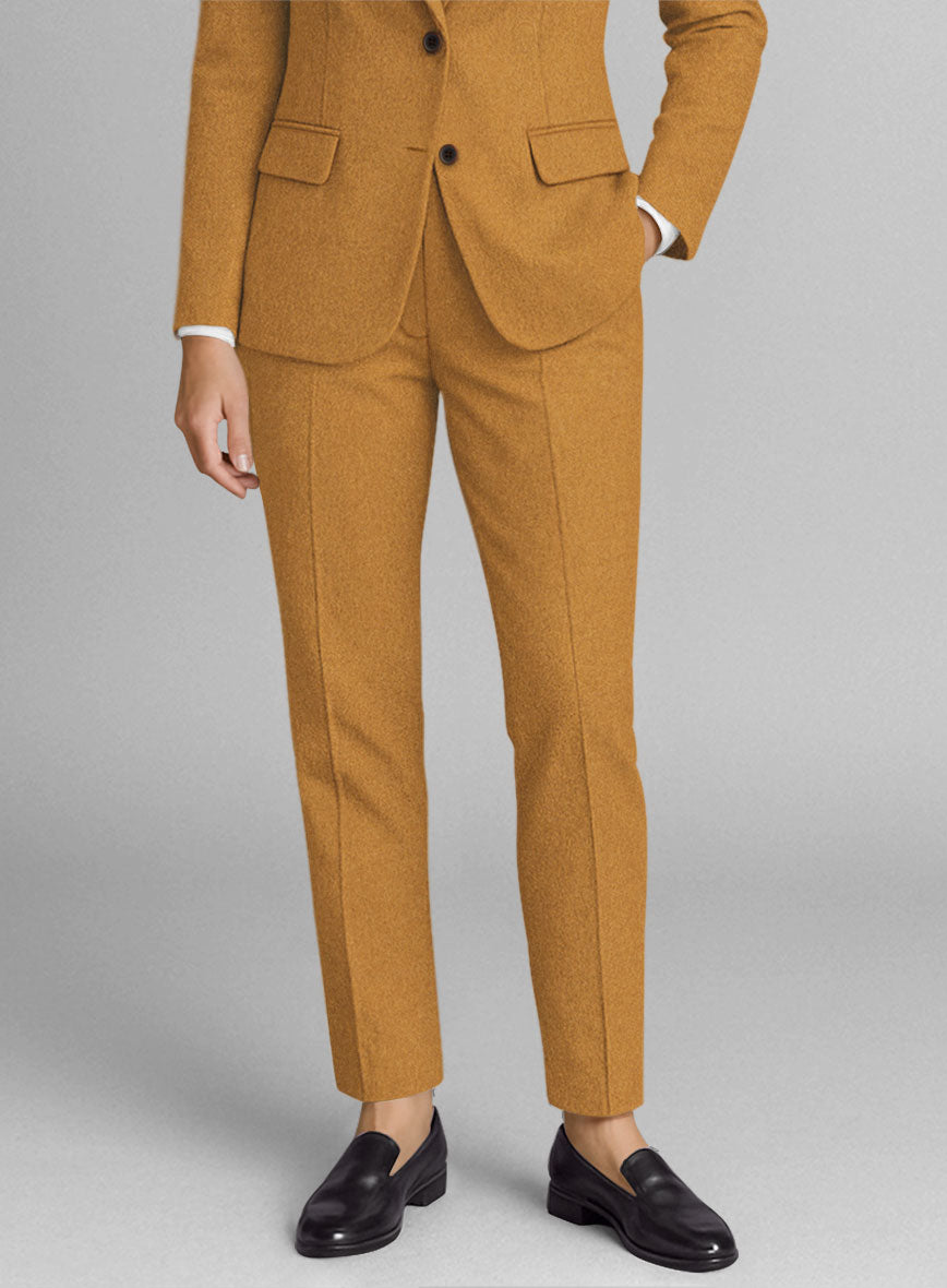 Women's Naples Yellow Tweed Pants - StudioSuits