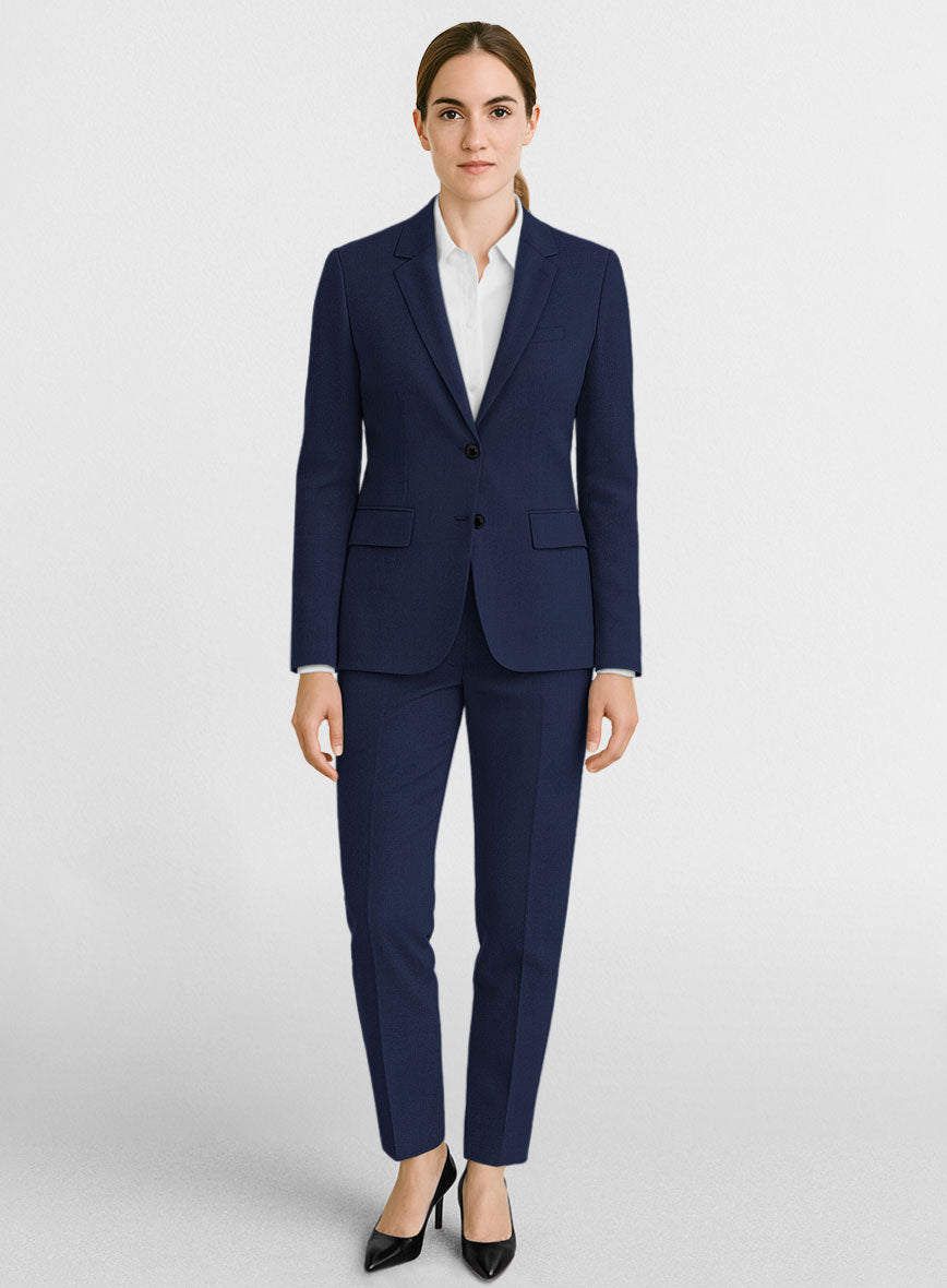 Women's Bottle Blue Wool Suit - StudioSuits