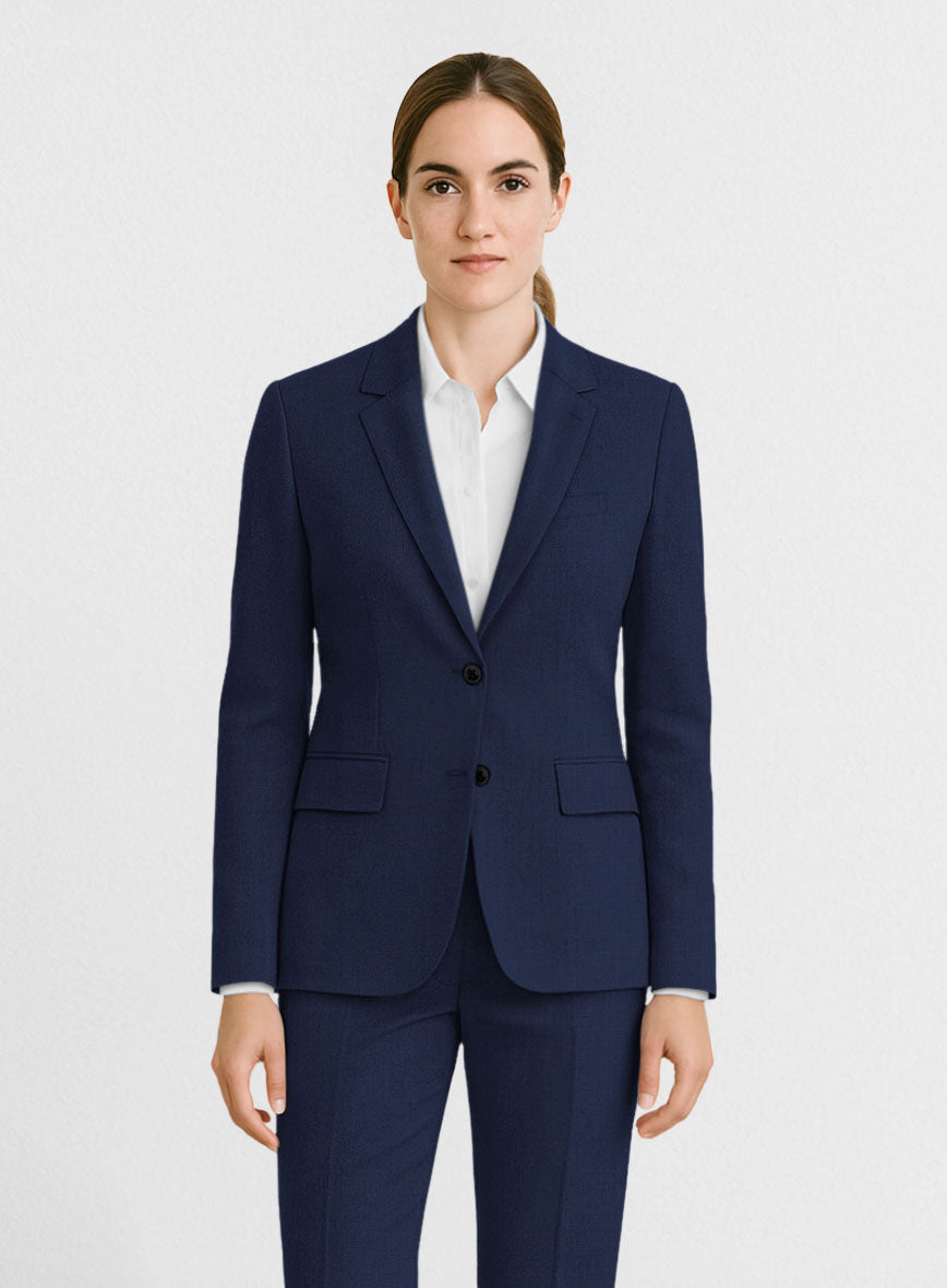 Women's Bottle Blue Wool Suit - StudioSuits