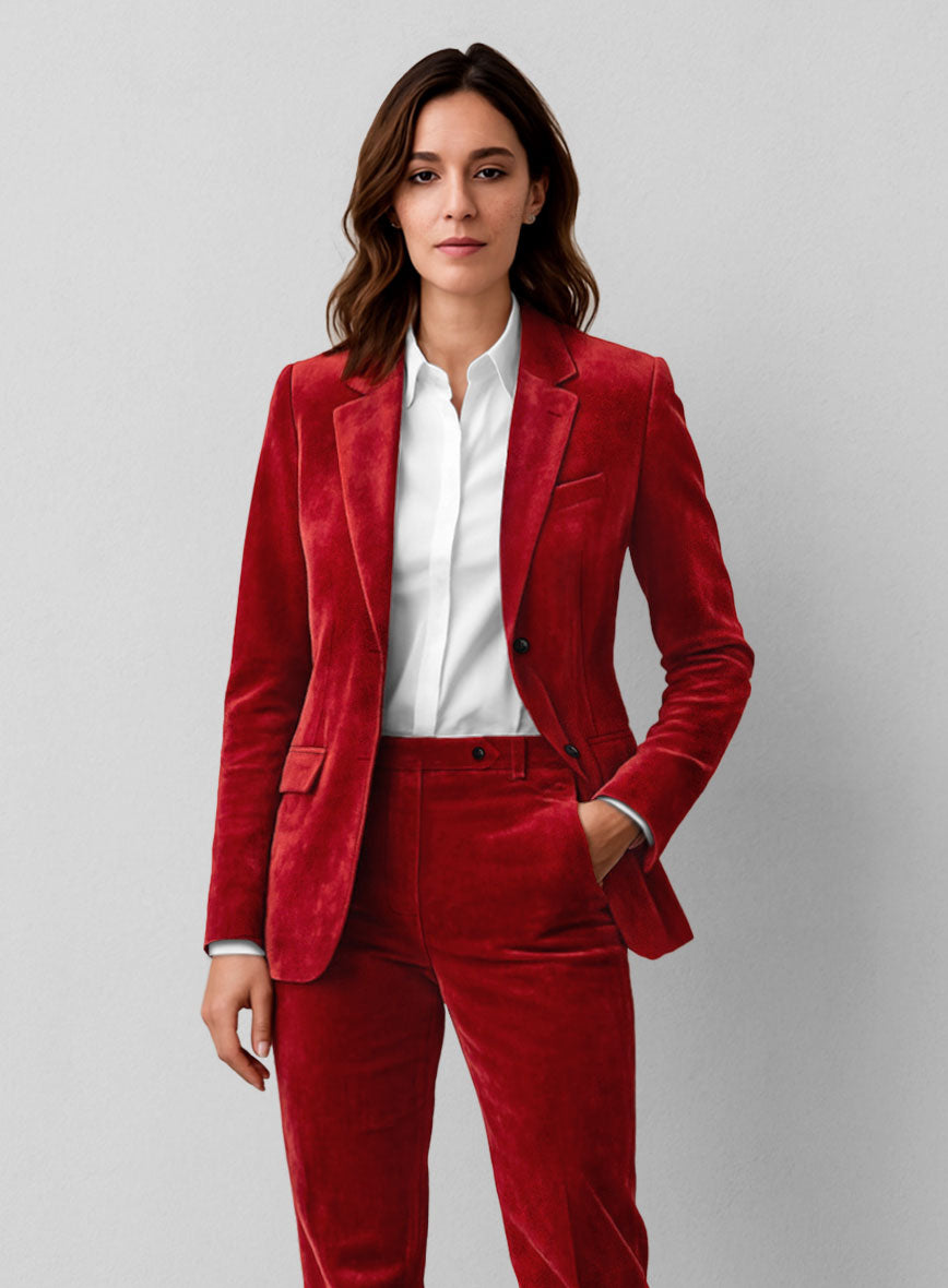 Women's Red Velvet Jacket - StudioSuits