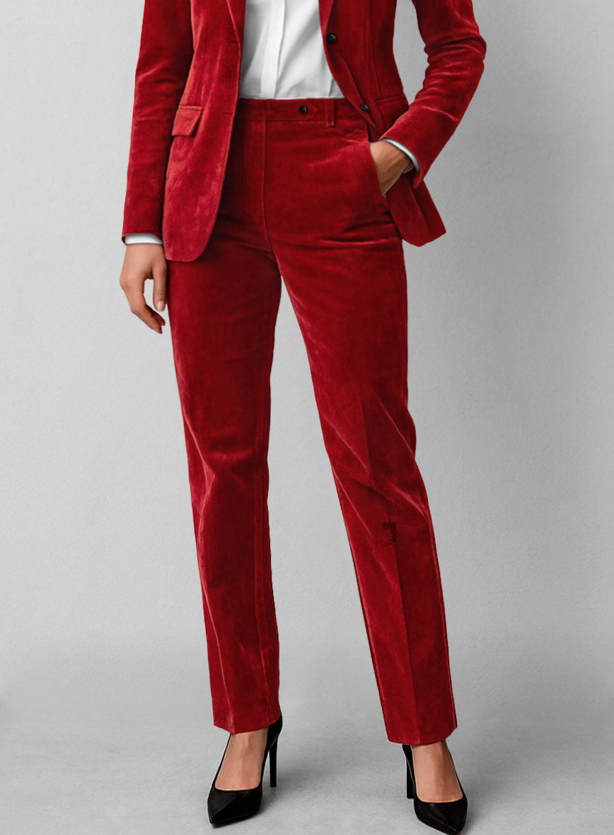Women's Red Velvet Pants - StudioSuits