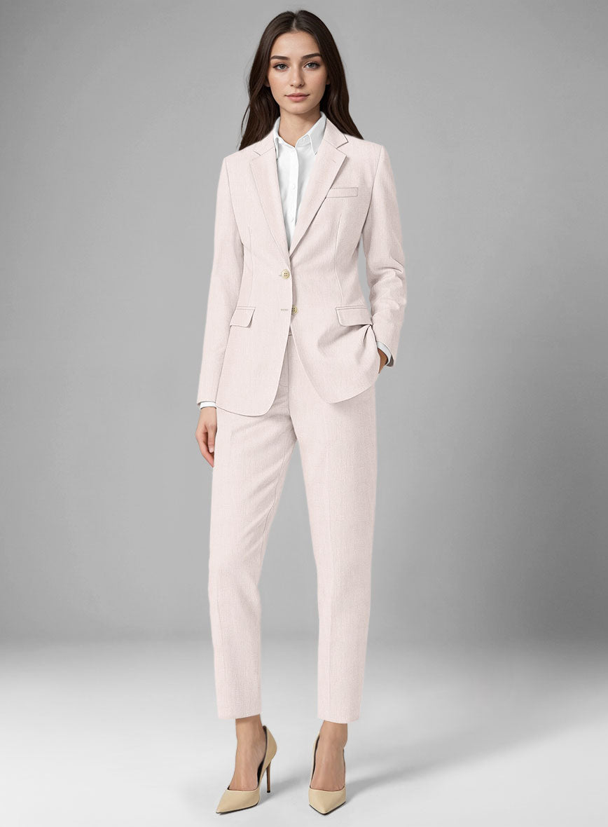 Women's Roman Light Pink Linen Suit - StudioSuits