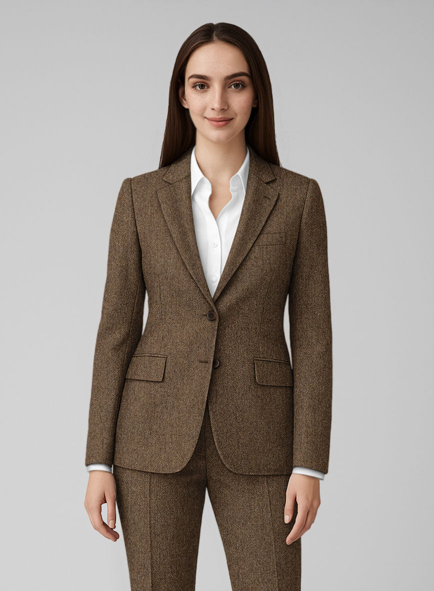 Women's Rust Herringbone Tweed Jacket - StudioSuits
