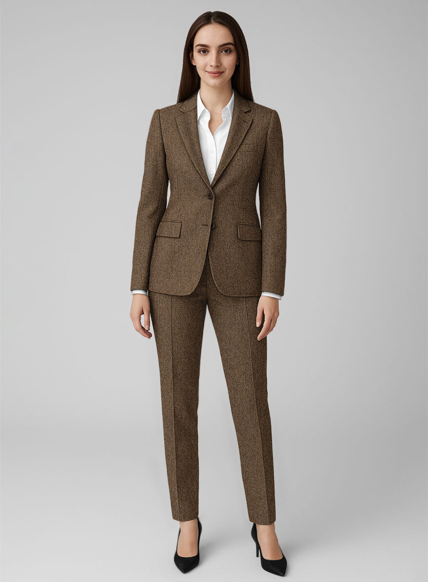 Women's Rust Herringbone Tweed Suit - StudioSuits