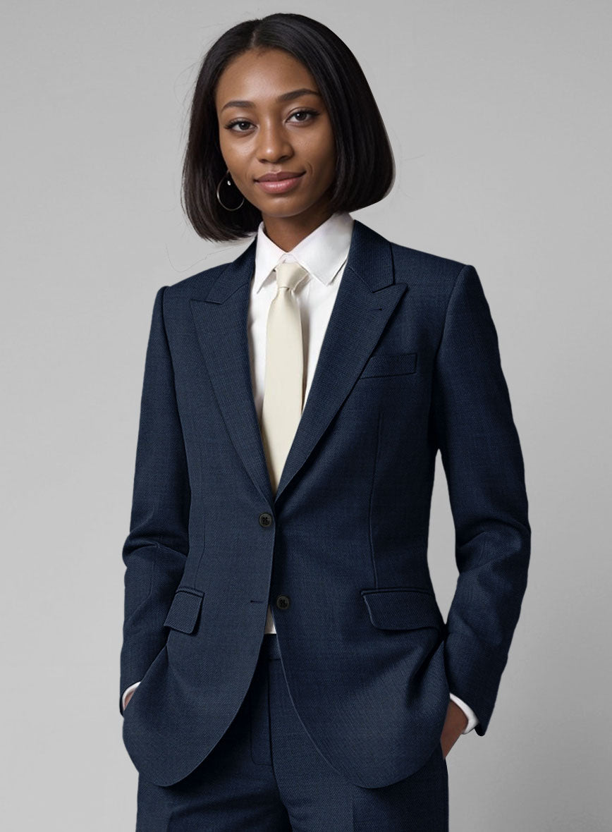 Women's Stretch Royal Blue Wool Suit - StudioSuits