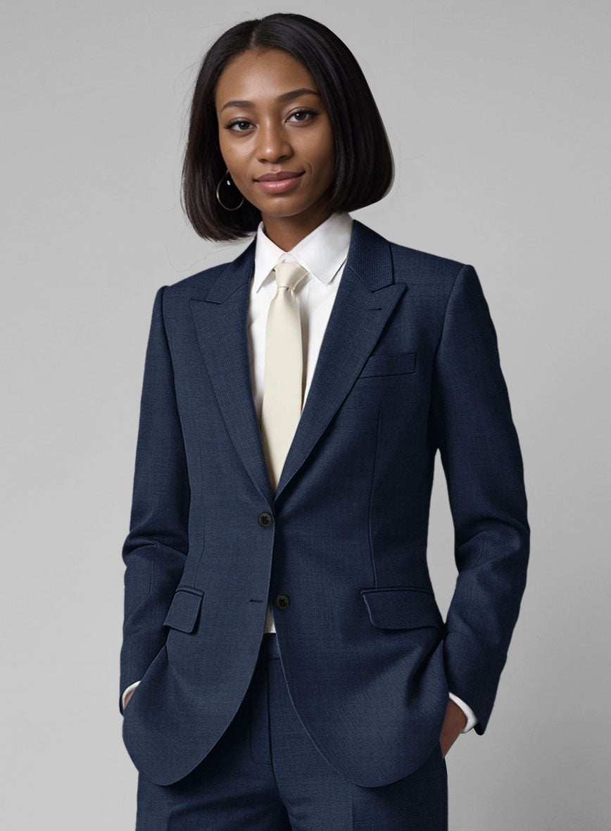Women's Stretch Royal Blue Wool Suit - StudioSuits