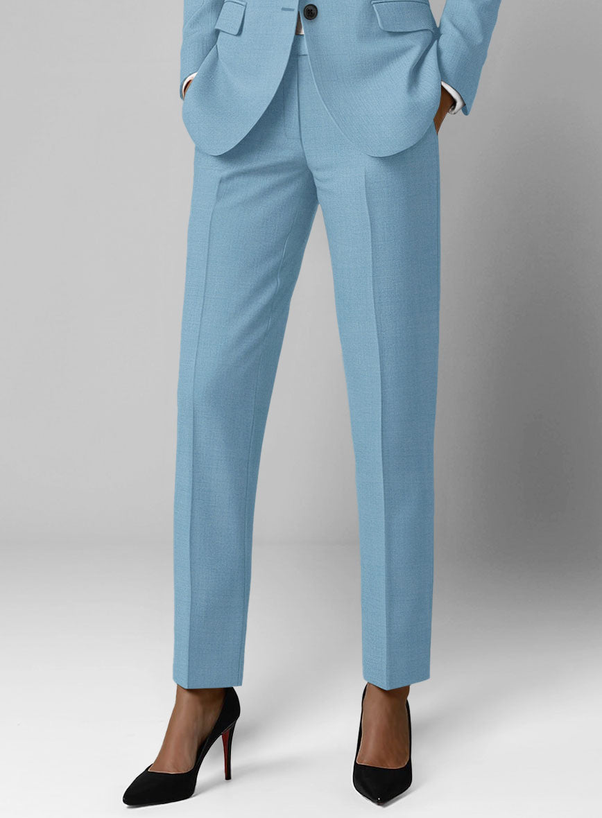 Women's Taj Blue Wool Pants - StudioSuits
