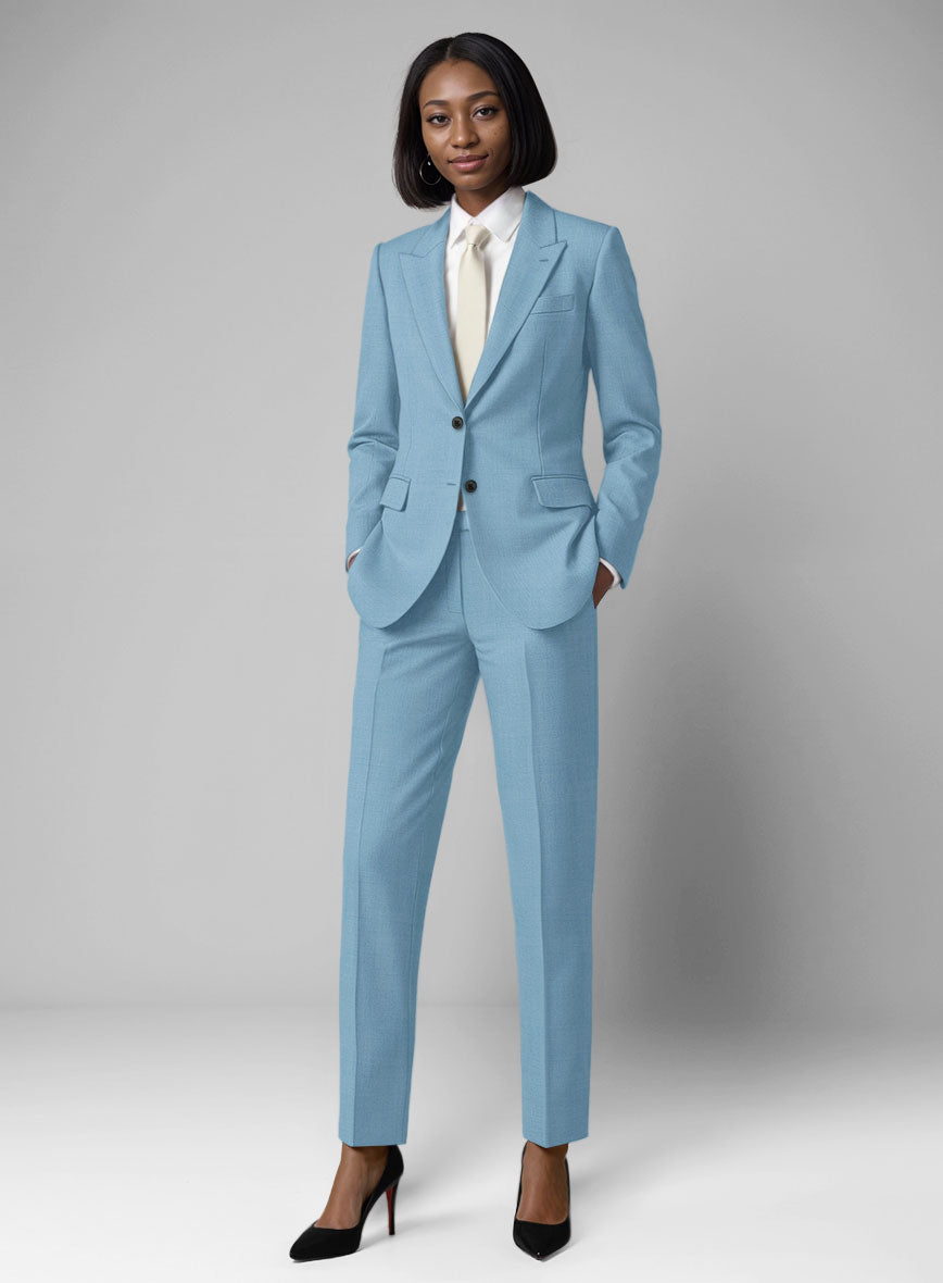 Women's Taj Blue Wool Suit - StudioSuits