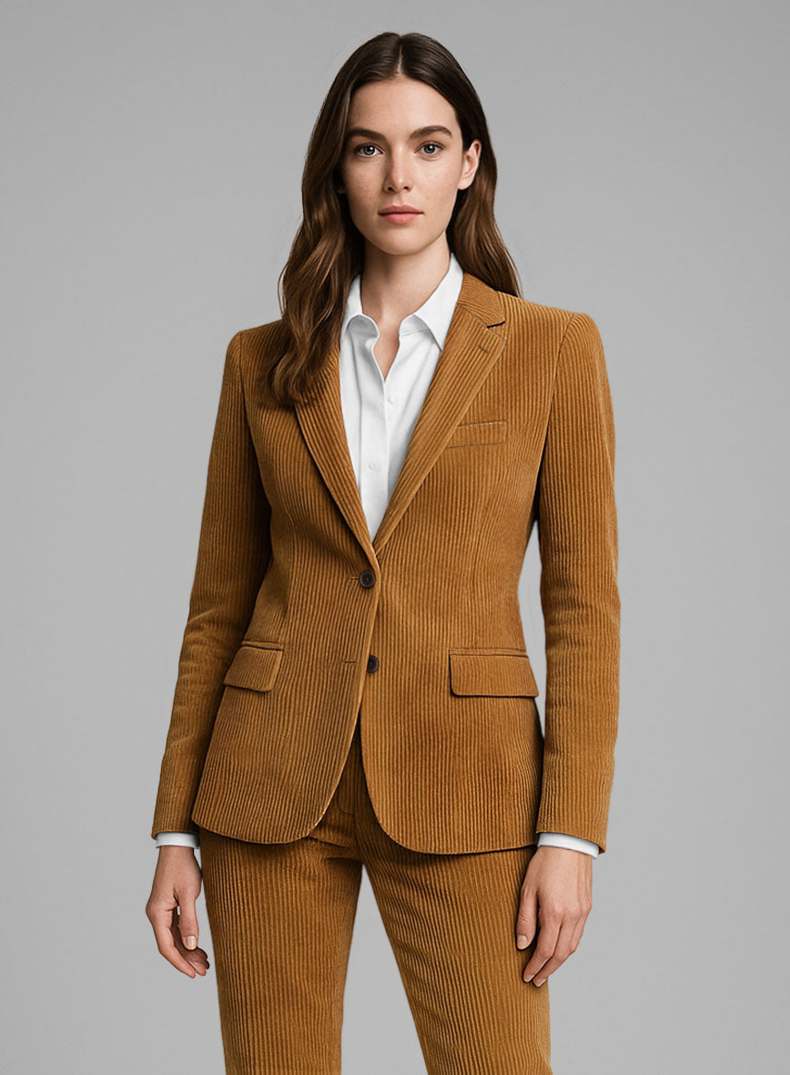 Women's Tan Corduroy Jacket - StudioSuits