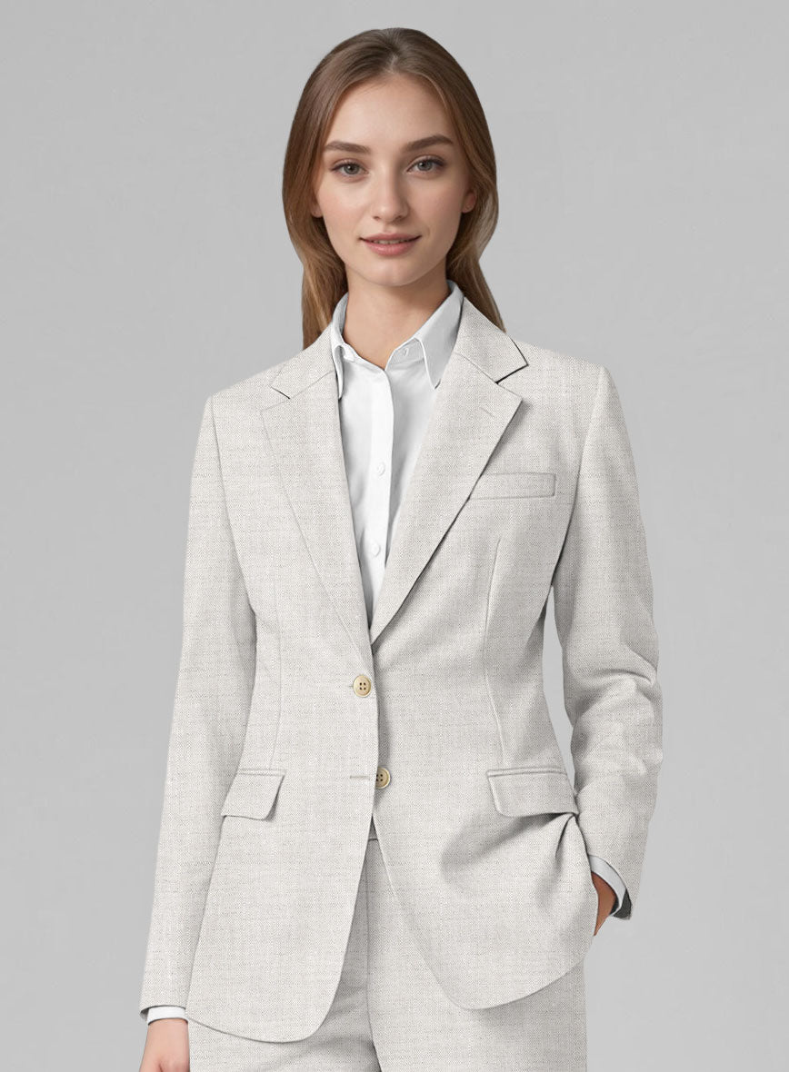 Women's Tropical Beige Linen Jacket - StudioSuits