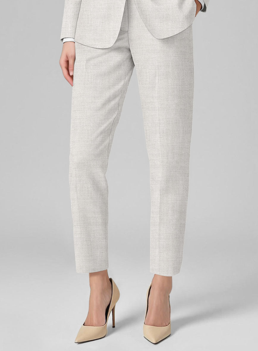 Women's Tropical Beige Linen Pants - StudioSuits