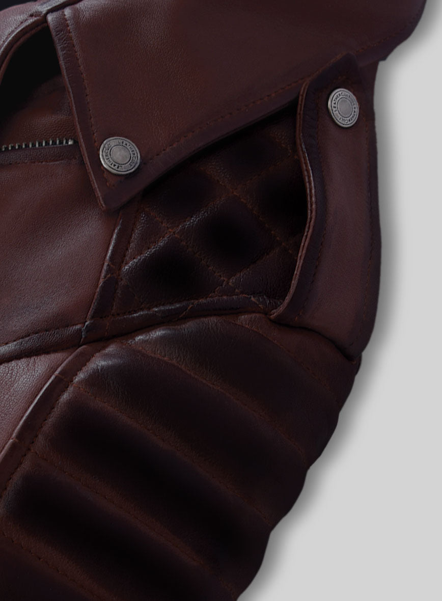 Women's Valencia Burnt Wine Leather Jacket - StudioSuits