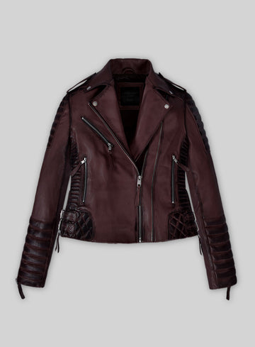 Women's Valencia Burnt Wine Leather Jacket - StudioSuits
