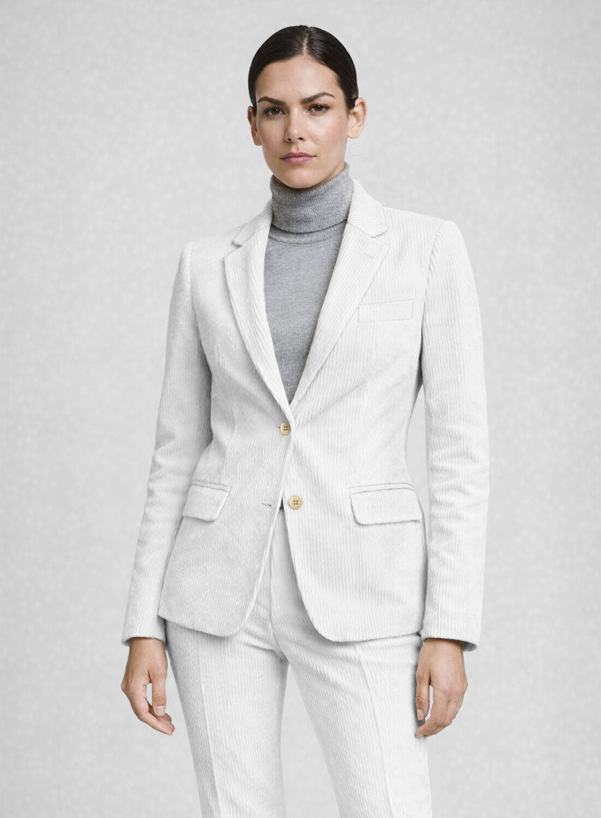 Women's White Corduroy Jacket - StudioSuits