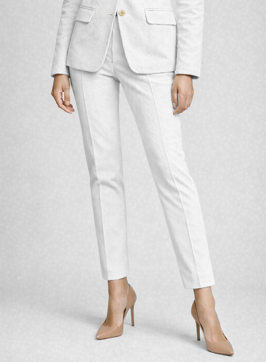 Women's White Corduroy Pants - StudioSuits