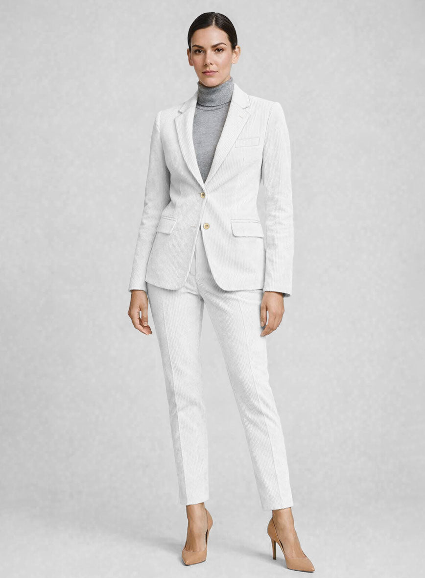 Women's White Corduroy Suit - StudioSuits