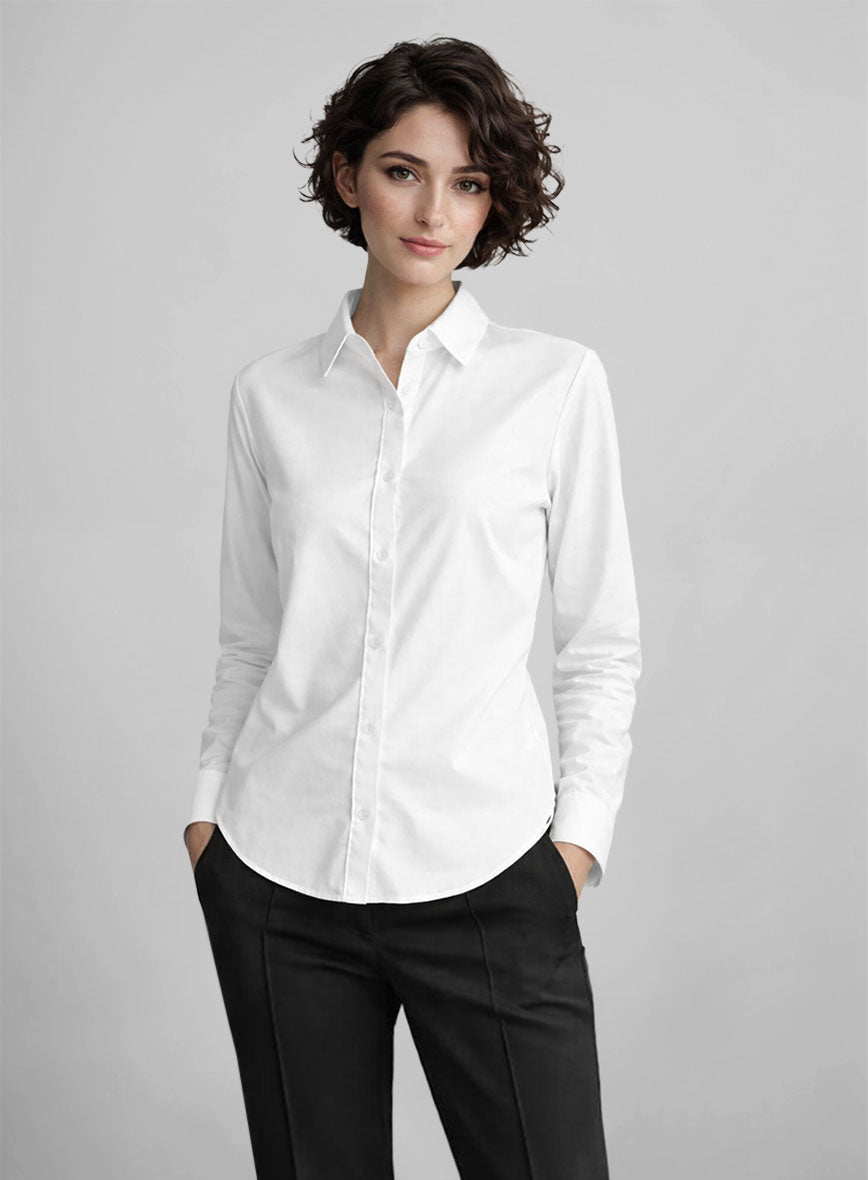 Women's White Cotton Shirt - StudioSuits