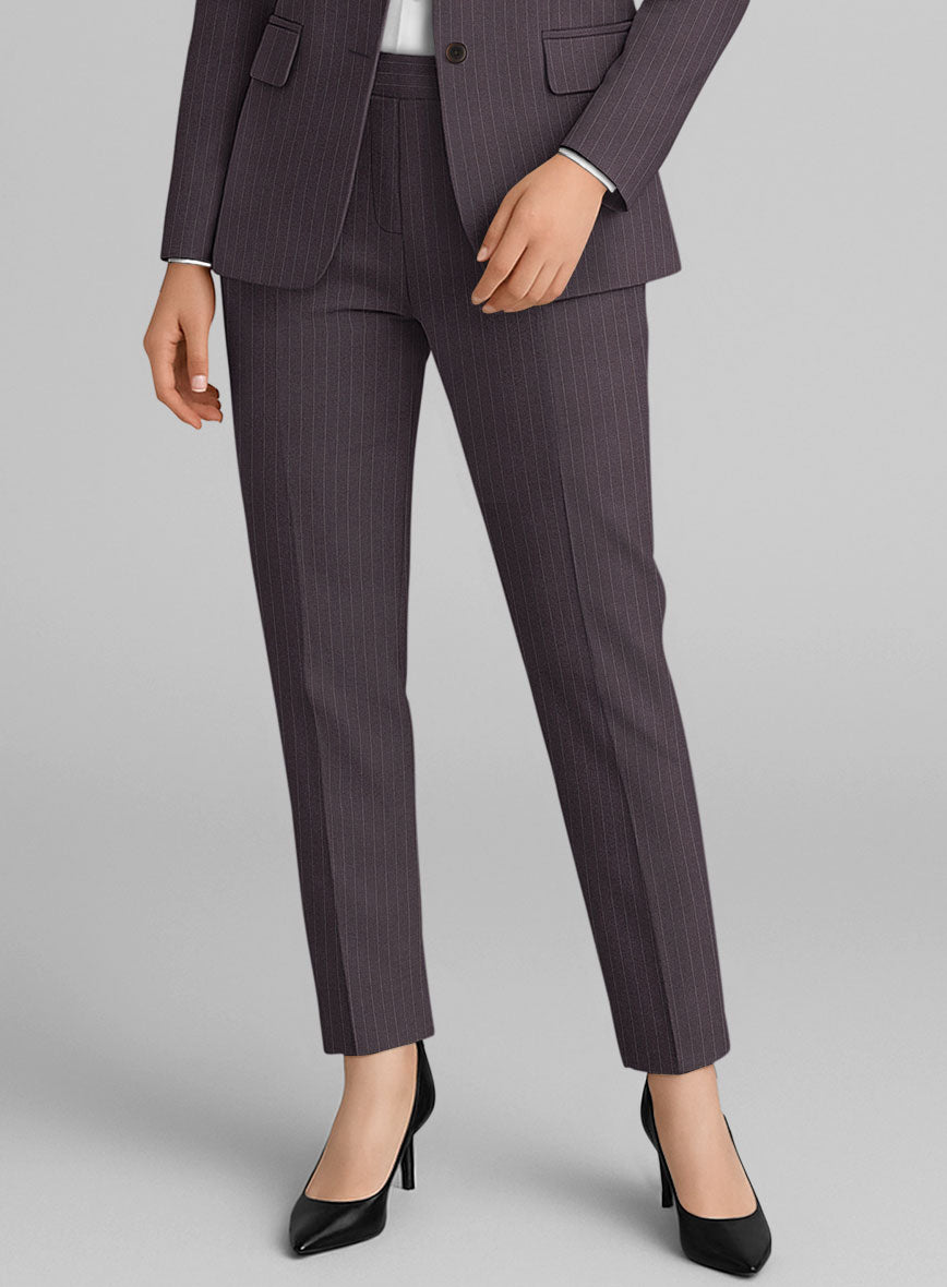 Women's Wine Pinstripe Pants - StudioSuits