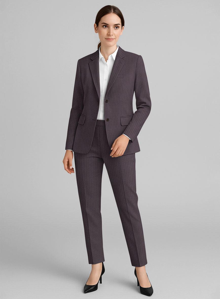 Women's Wine Pinstripe Suit - StudioSuits