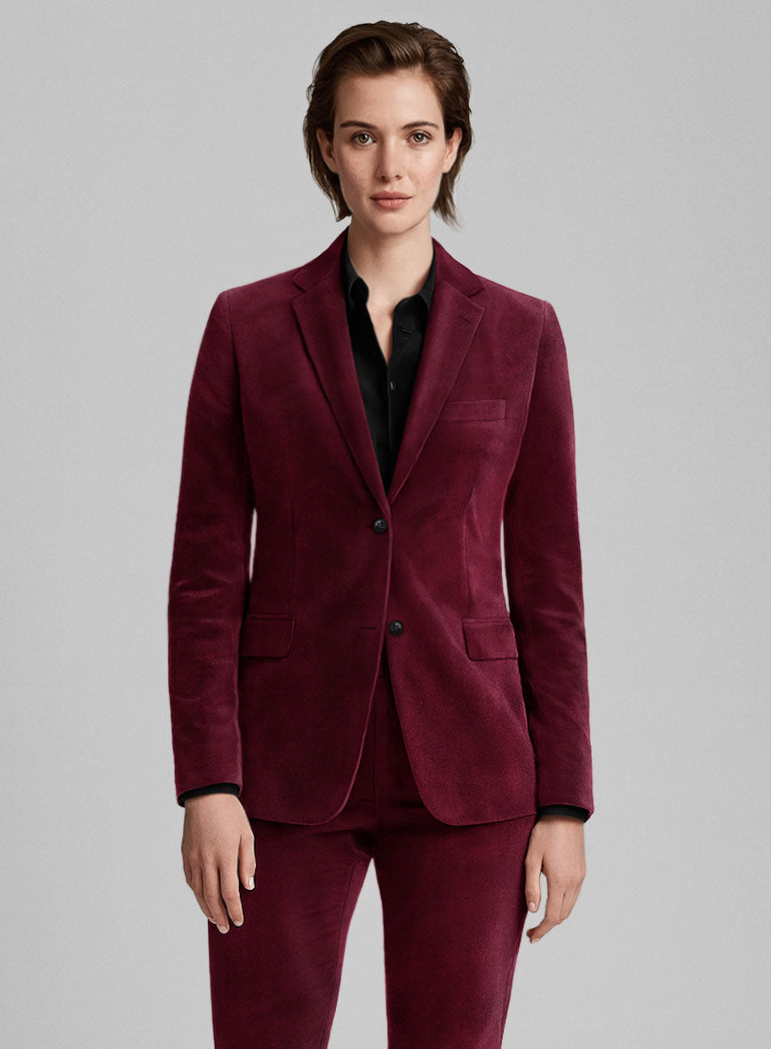Women's Wine Velvet Jacket - StudioSuits