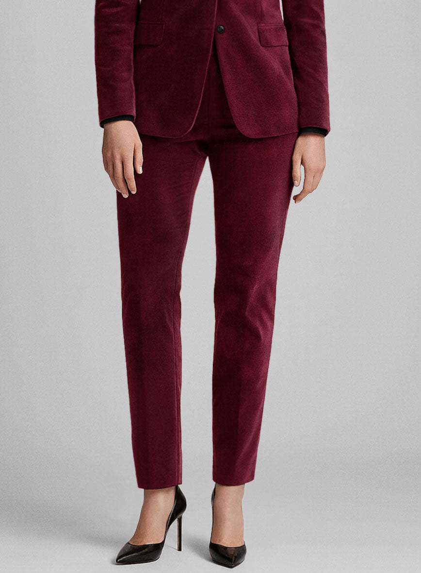 Women's Wine Velvet Pants - StudioSuits