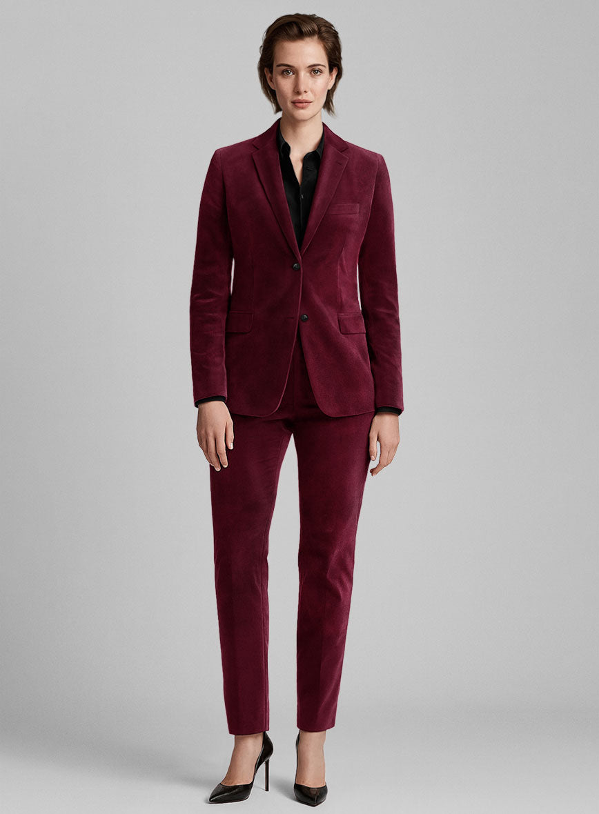 Women's Wine Velvet Suit - StudioSuits
