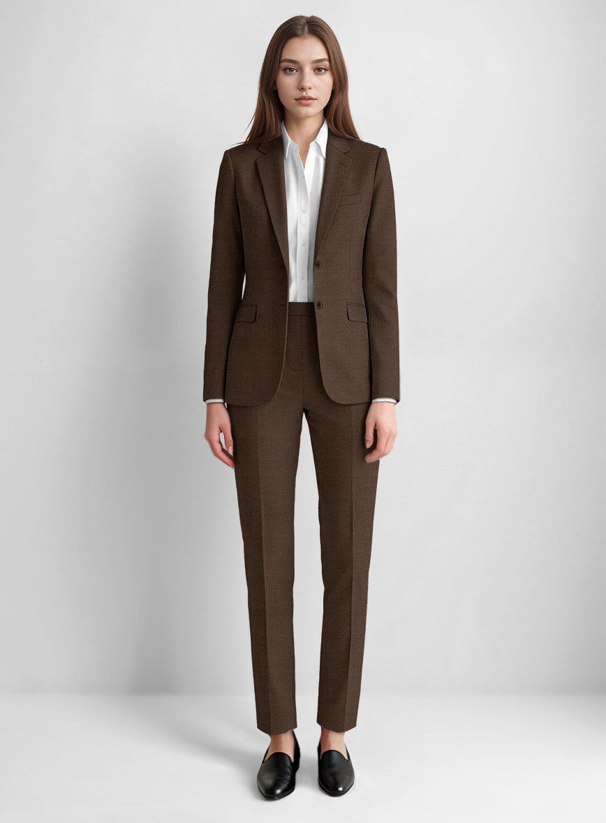 Women's Worsted Brown Wool Suit - StudioSuits