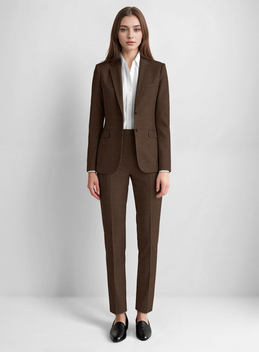Women's Worsted Brown Wool Suit - StudioSuits
