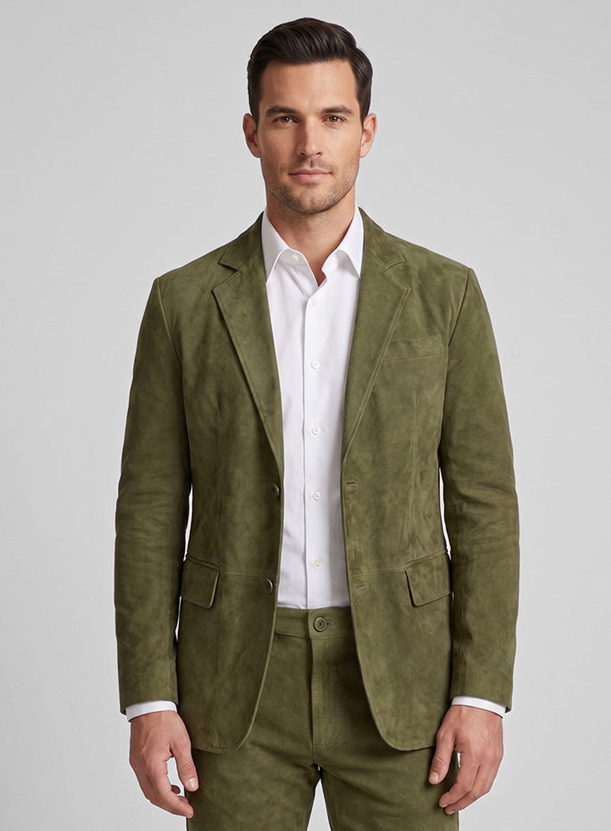 Woodland Green Suede Leather Suit - StudioSuits