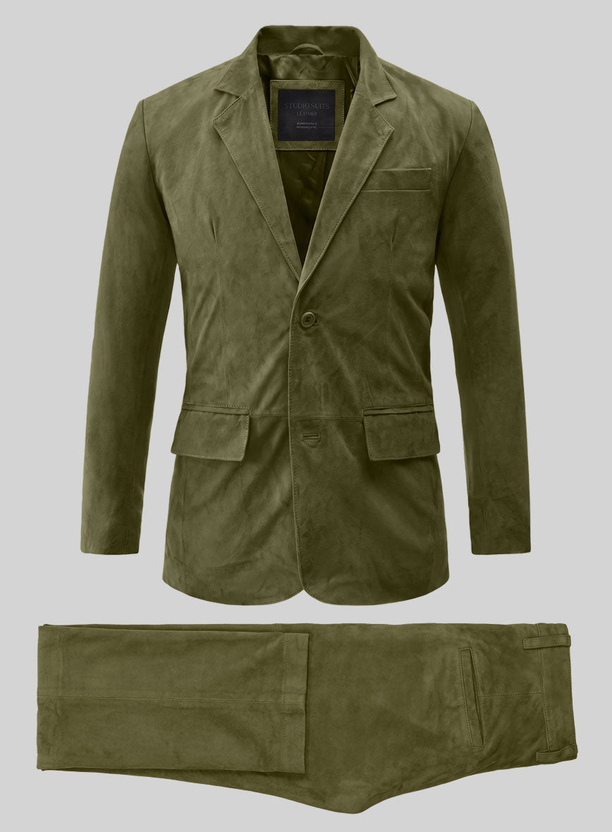 Woodland Green Suede Leather Suit - StudioSuits