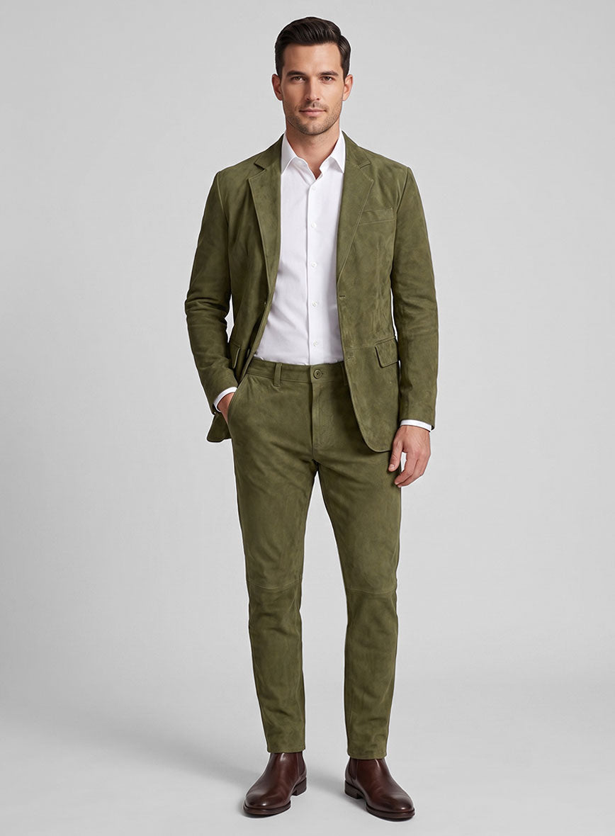 Woodland Green Suede Leather Suit - StudioSuits