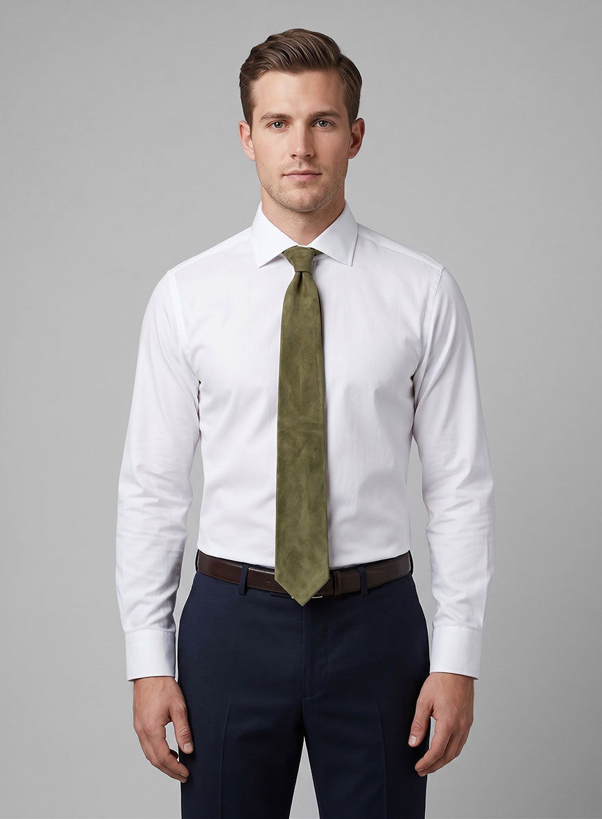 Woodland Green Suede Leather Tie - StudioSuits