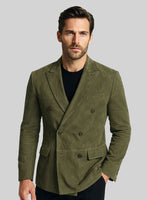 Woodland Green Suede Double Breasted Leather Blazer