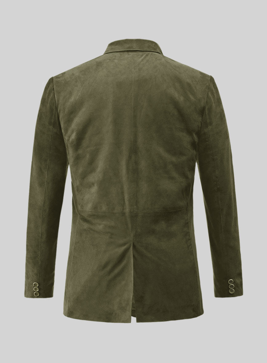 Woodland Green Suede Leather Blazer - StudioSuits