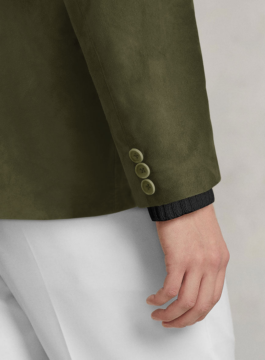 Woodland Green Suede Leather Blazer - StudioSuits