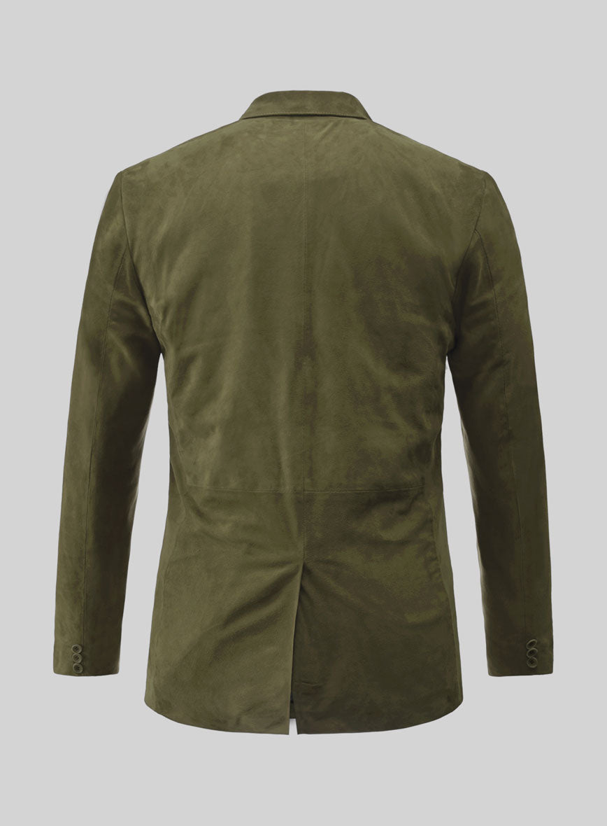 Woodland Green Suede Leather Blazer - StudioSuits