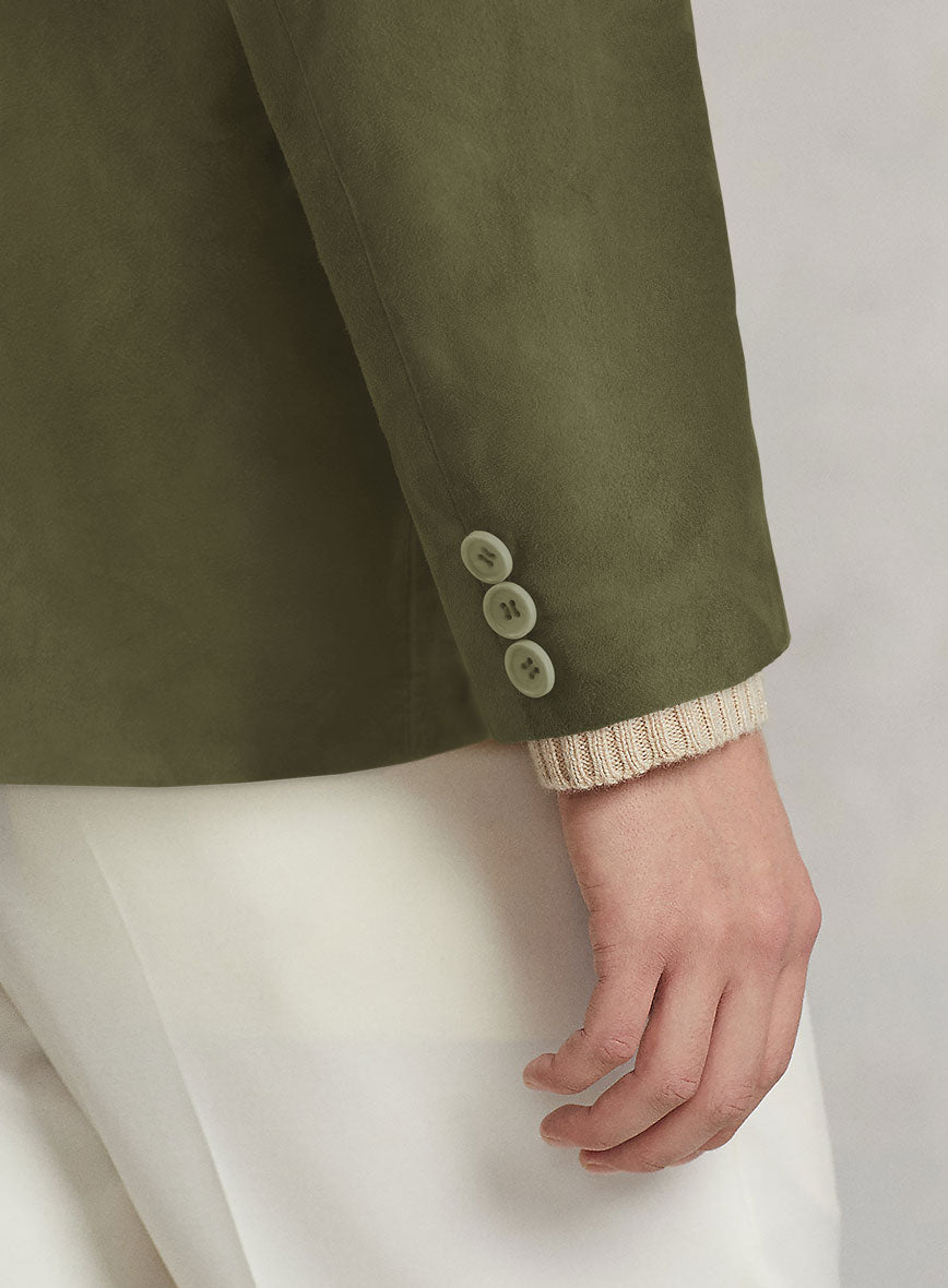 Woodland Green Suede Leather Blazer - StudioSuits