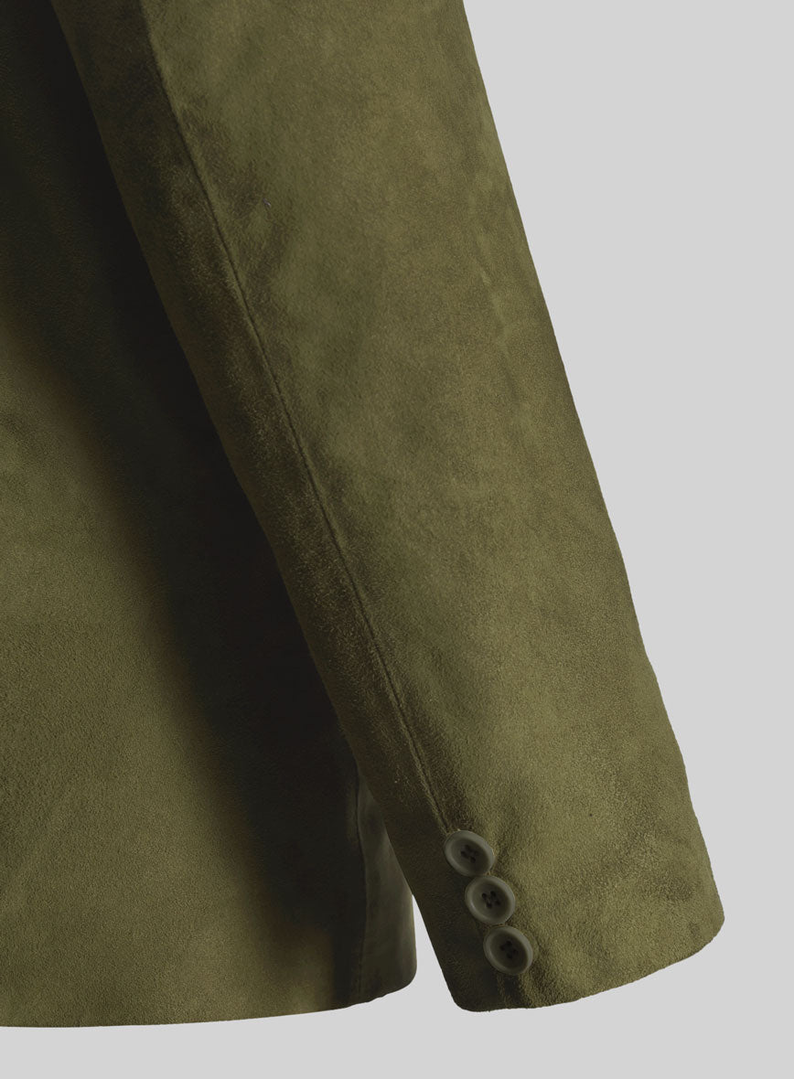 Woodland Green Suede Leather Blazer - StudioSuits