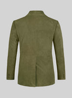 Woodland Green Suede Leather Pea Coat