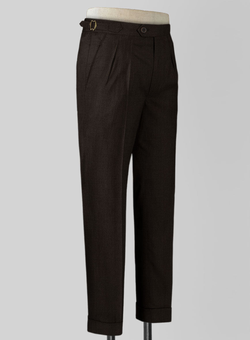 Worsted Dark Brown Wool Highland Trousers - StudioSuits