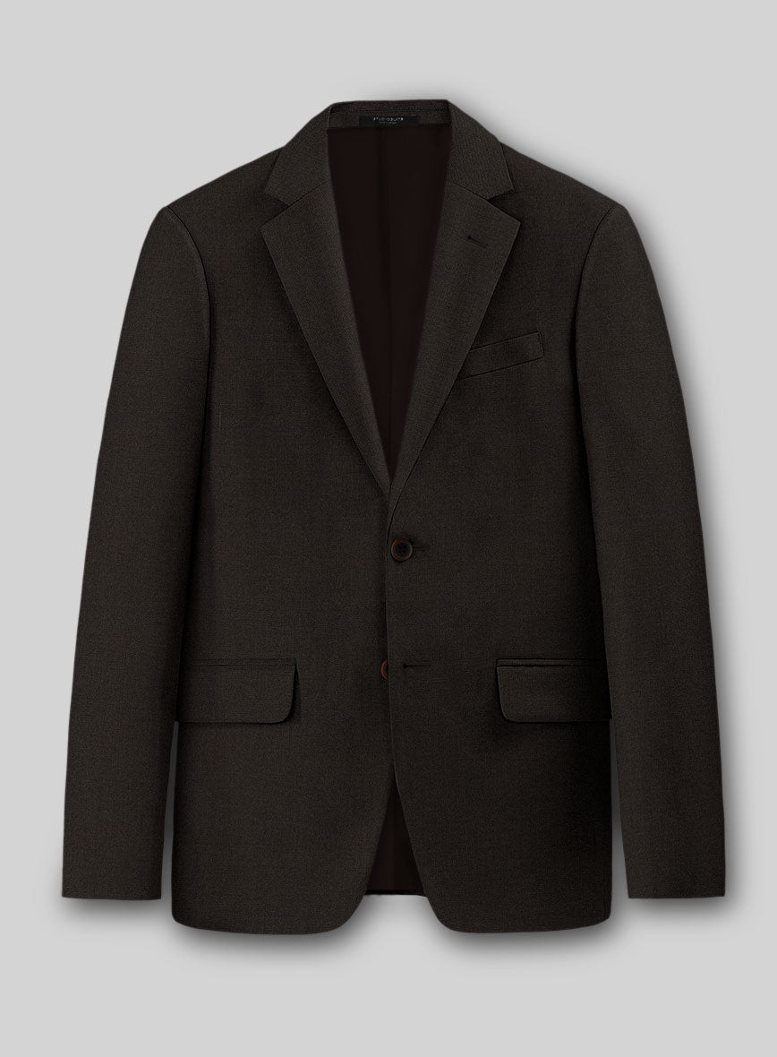 Worsted Dark Brown Wool Suit - StudioSuits