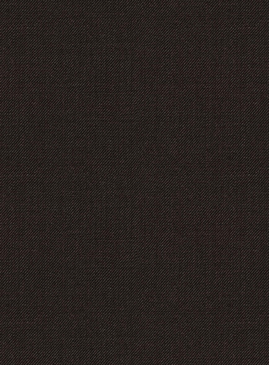 Worsted Dark Brown Wool Nehru Jacket - StudioSuits
