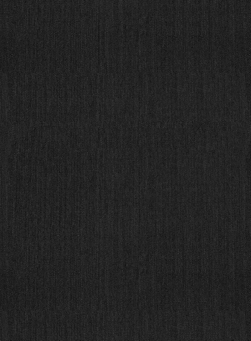 Worsted Dark Charcoal Wool Double Breasted Suit - StudioSuits
