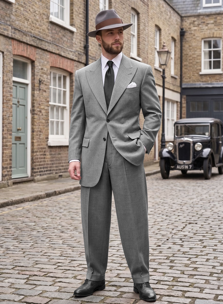 Worsted Light Gray Wool Zoot Suit - StudioSuits